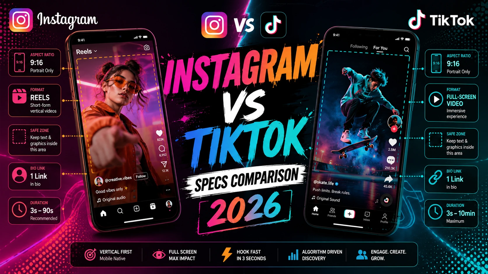 Instagram and TikTok apps displayed side by side on a smartphone